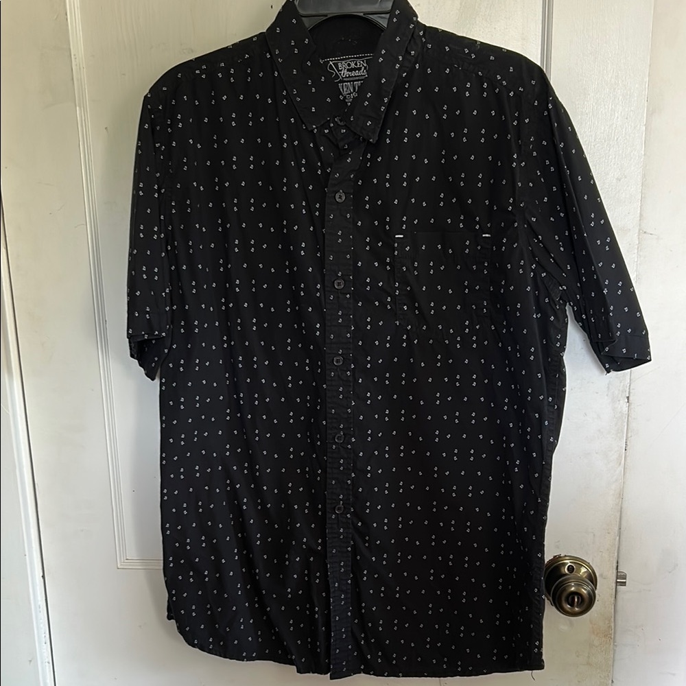 Music Note Black Casual Button Down Shirt